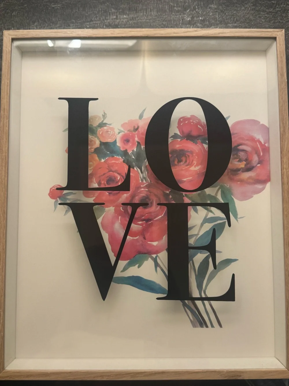 LOVE Floral Wall Art Print in Pink and Green